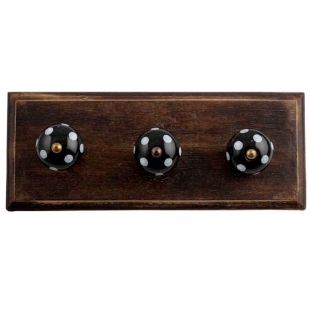 Black White Dot Wooden Hooks